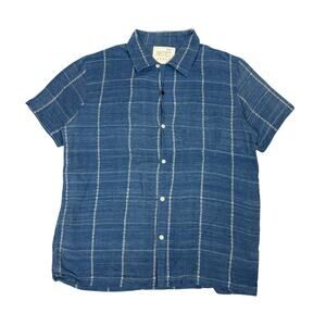Kardo Convertible Collar Embroidered Cotton Muslin Button Up Medium